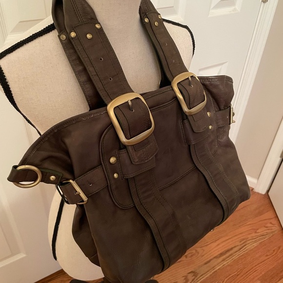 Sabina New York Dark Olive Green Genuine Leather Shoulder Handbag Purse EUC - Picture 4 of 15